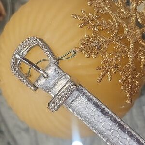 Silver Genuine Snake Skin Women's Belt M/L